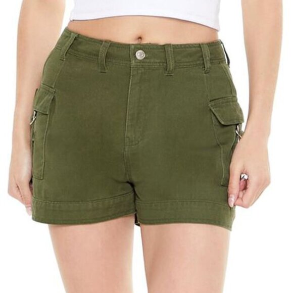 Forever 21 Small Green Twill Cargo Shorts NWT - Picture 1 of 5